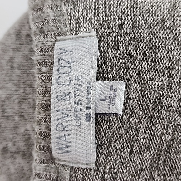 Warm & Cozy Lifestyle Top Lightweight Knit Pullover Long Sleeve Gray Size L - Picture 12 of 14